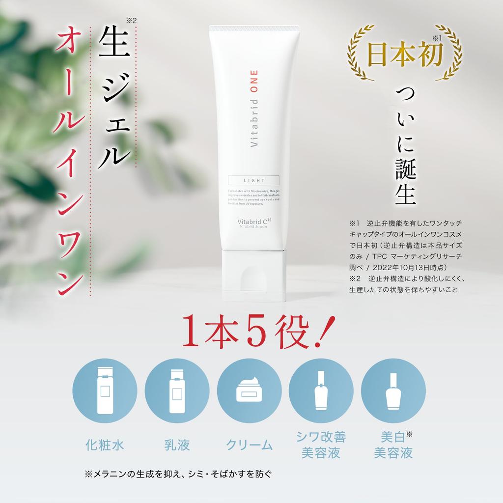 Vitabrid ONE of 20g (All-in-One Gel/Quasi-drug/Set 2, Each) Moisturizing, Anti-Blemish, Anti-Wrinkle (CICA/Niacinamide), Additive-Free