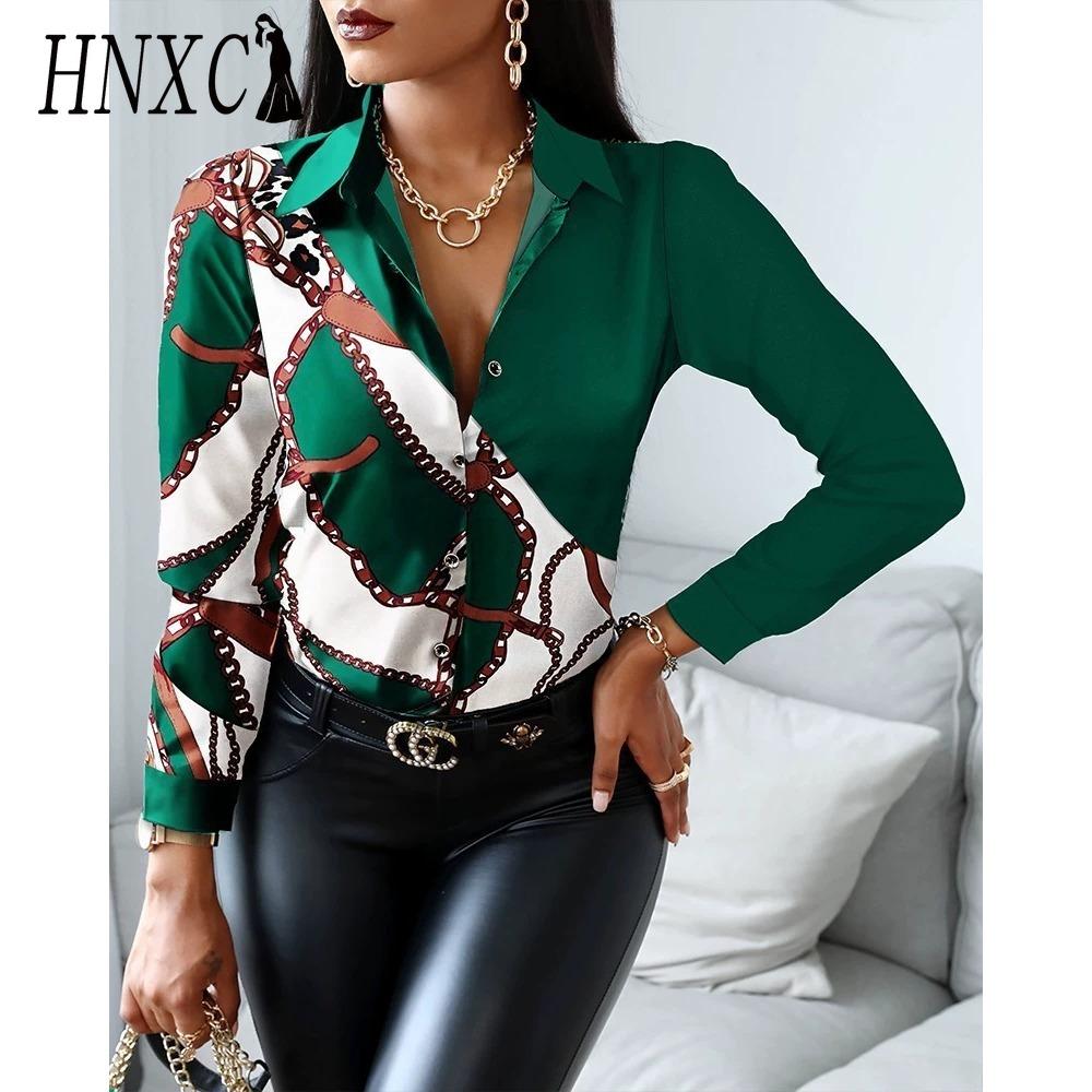 HNXC Modische, lässige, einfarbige, langärmlige Blusen und Hemden mit POLO-Ausschnitt für Damen