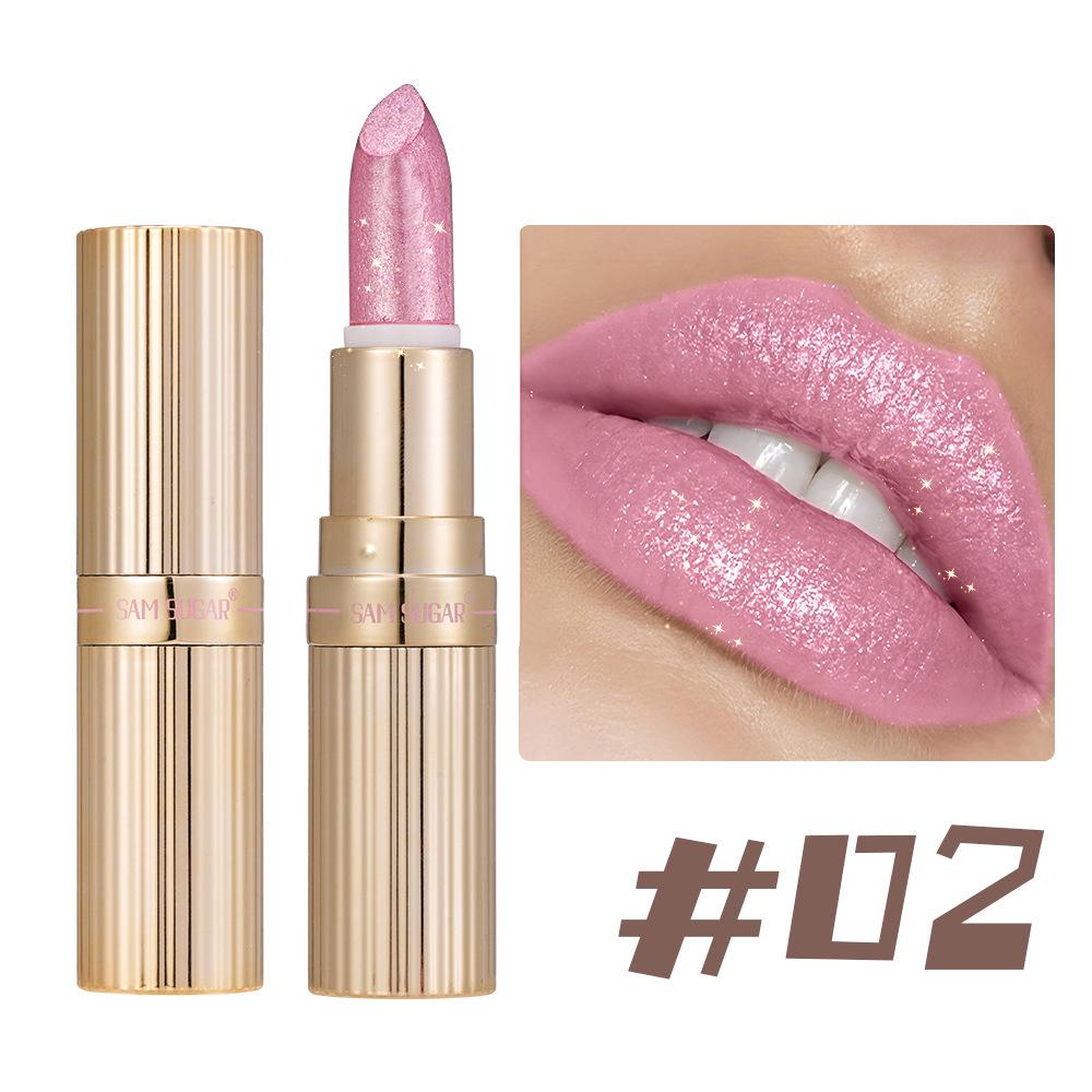 Shiny Metal Glitter Lipstick SAM SUGAR Pearlescent Lustre Velvet Lip Balm Non Grainy Hydrating Long Lasting Shimmery Lips Cosmetics for Women
