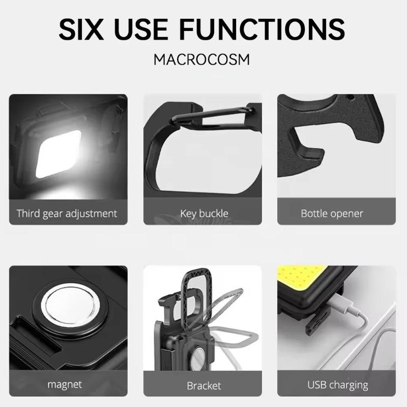 1pc Mini Keychain Work Light Flashlight with 4 Lighting Modes, Keychain Light Emergency Light Mini Flashlight with Magnetic Base