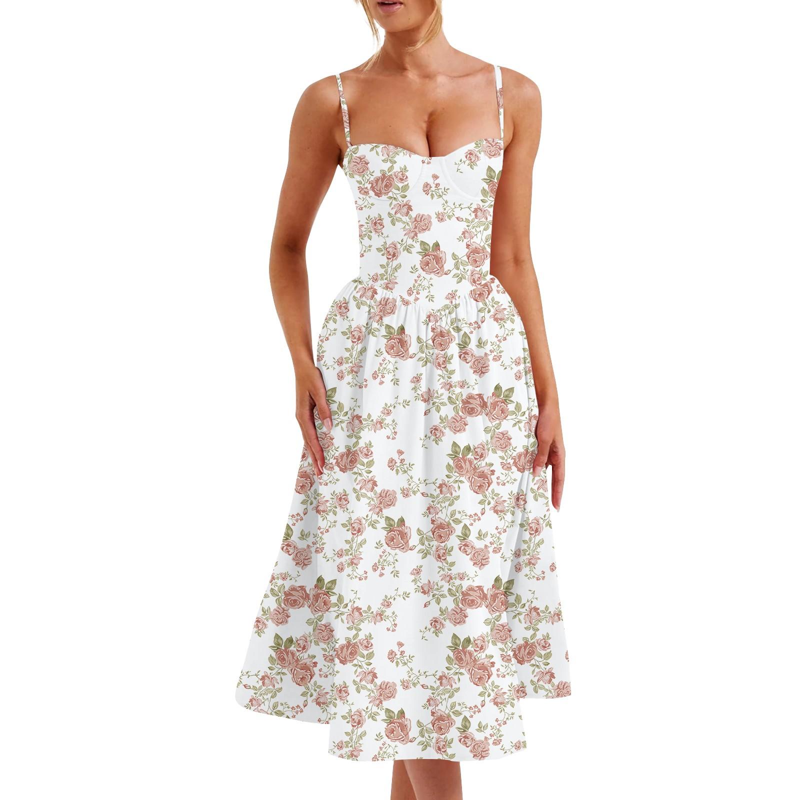 

Женское летнее сексуальное платье средней длины с тонкой талией, юбка на подтяжках для женщин S оранжевый