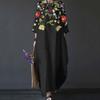 Women Long Dress Round Neck 45720 Sleeves Loose Floral Print Fashion Outfits