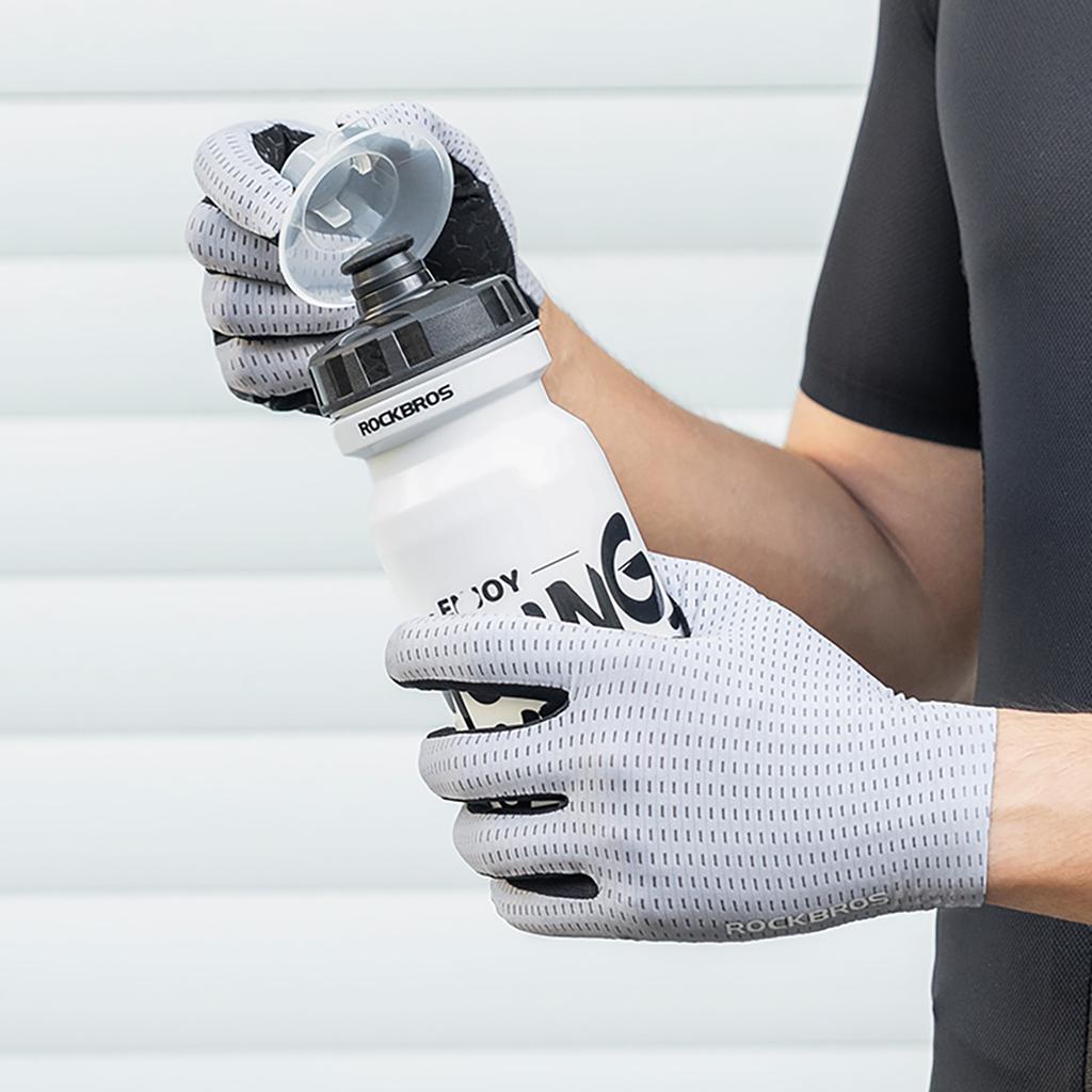 Breathable full-finger cycling gloves, size XXL - gray