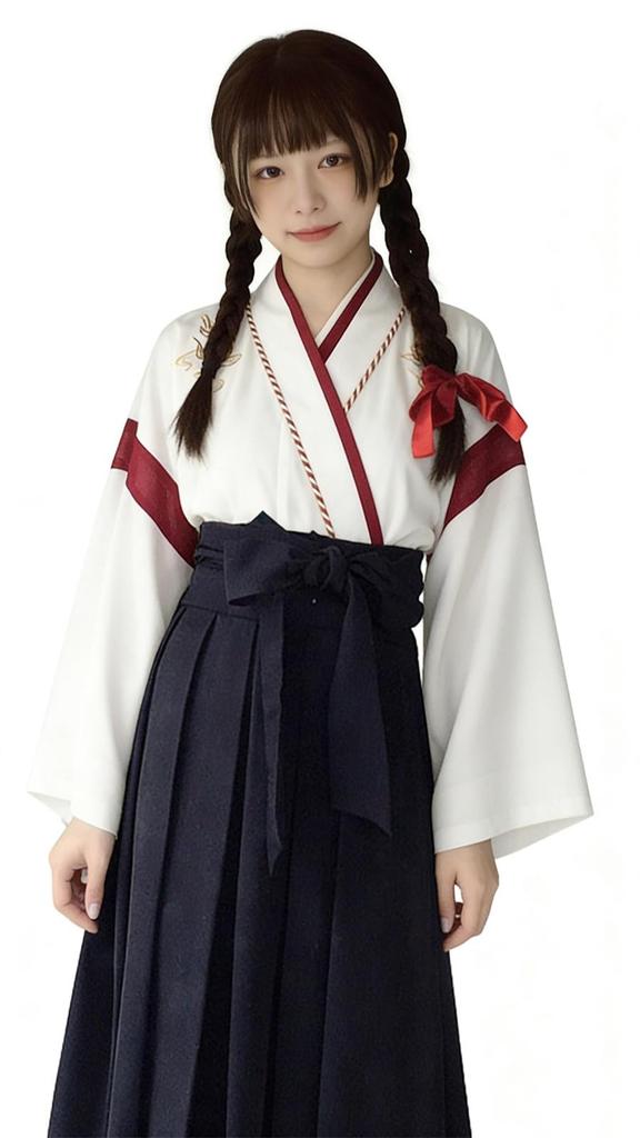 Qichenk Retro Yukata Cosplay Oiran Shrine Maiden Classic Japanese Beauty Perfect for School Cultural Summer and Halloween Women's Costume, Skirt,