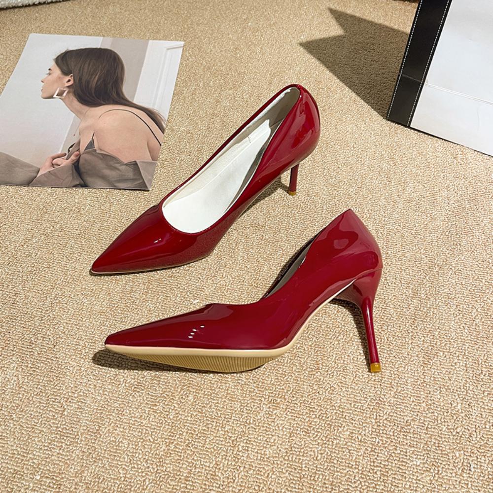 Pantofi cu Toc Înalt pentru Femei 2025 Primăvară/Toamnă Noi Stiletto Culoare Solidă Cu Vârf Decolteu Adânc Eleganți Confortabili Pantofi de Damă