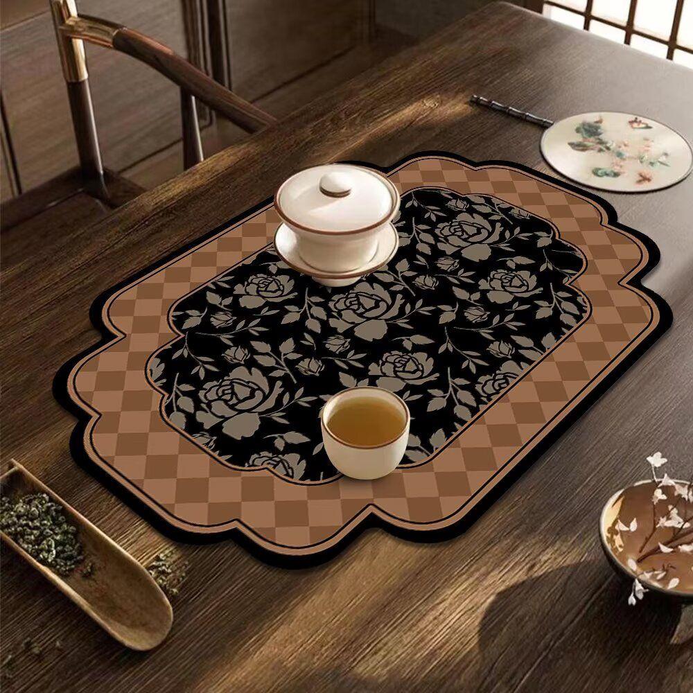 Diatomaceous Earth Kitchen Drain Mat, Custom-Shaped Insulated, Absorbent, Quick-Drying Placemat, Thickened, Wear-Resistant Bowl and Plate Mat