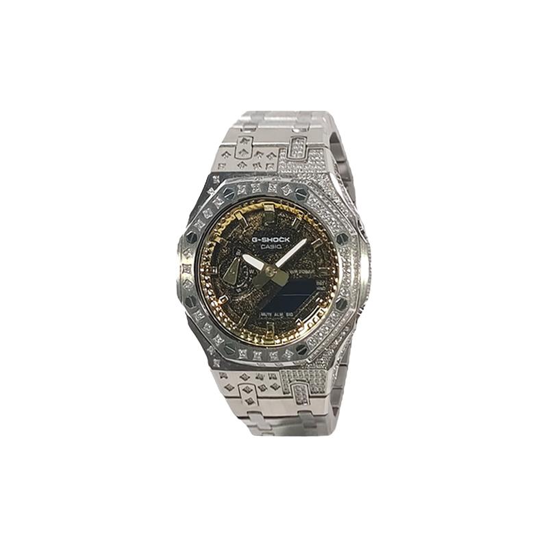 Casio Customized Watch Modified Series Fashionable Men's Watch Gilded Galaxy Quartz Steel Strap Men's Watch Gold Dial GA GA-2100ske-7a