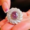 Wosikate Vintage Luxury Square Pink Zirconia Spiral Ring For Women High -Sense Elegant Fashion Jewellery Party Gifts Finger Ring