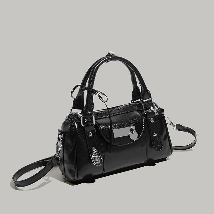 2025 New Sweet and Cool Heart-Shaped Bow Handbag for Women, Unique Textured Ballet Bowling Bag, Shoulder and Crossbody Bag