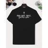 European Sizes Men's Christian Faith T-Shirt - "Pray Wait Trust God Has a Plan" Religious Back Print, Soft Breathable Church Clothing