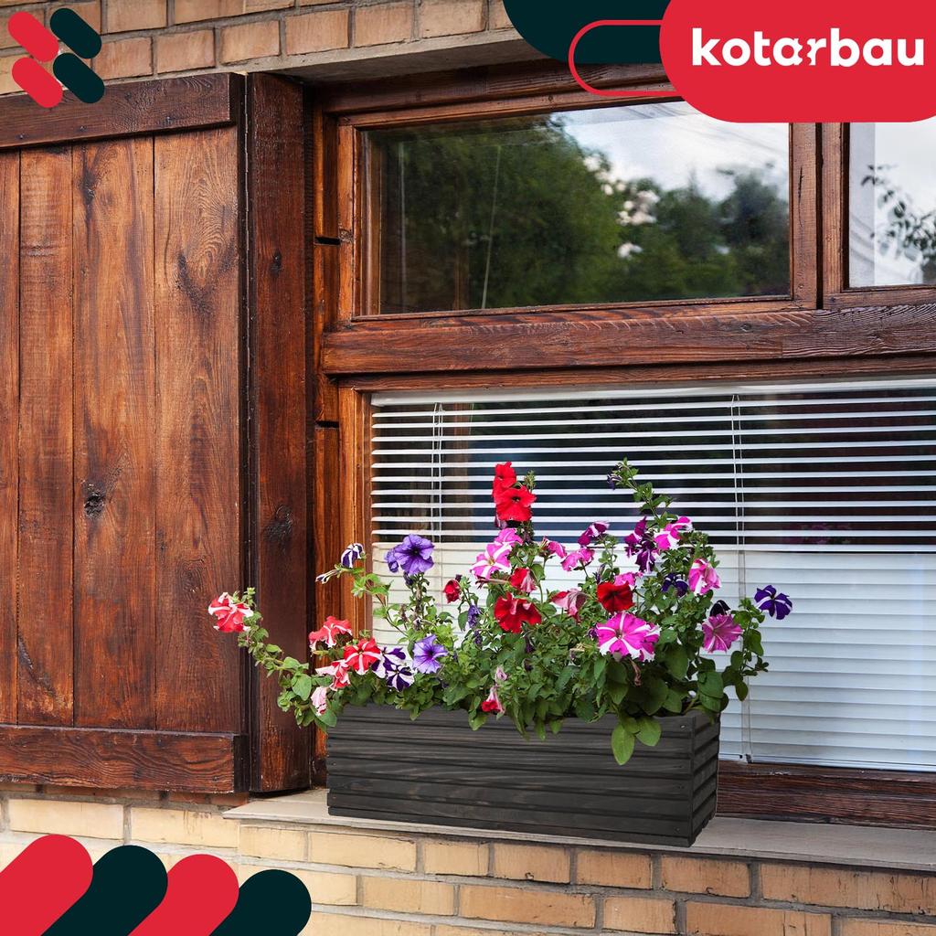 Kotarbau® Wooden Garden Planter Box For Terrace With Insert Anthracite 44 X 20 Cm