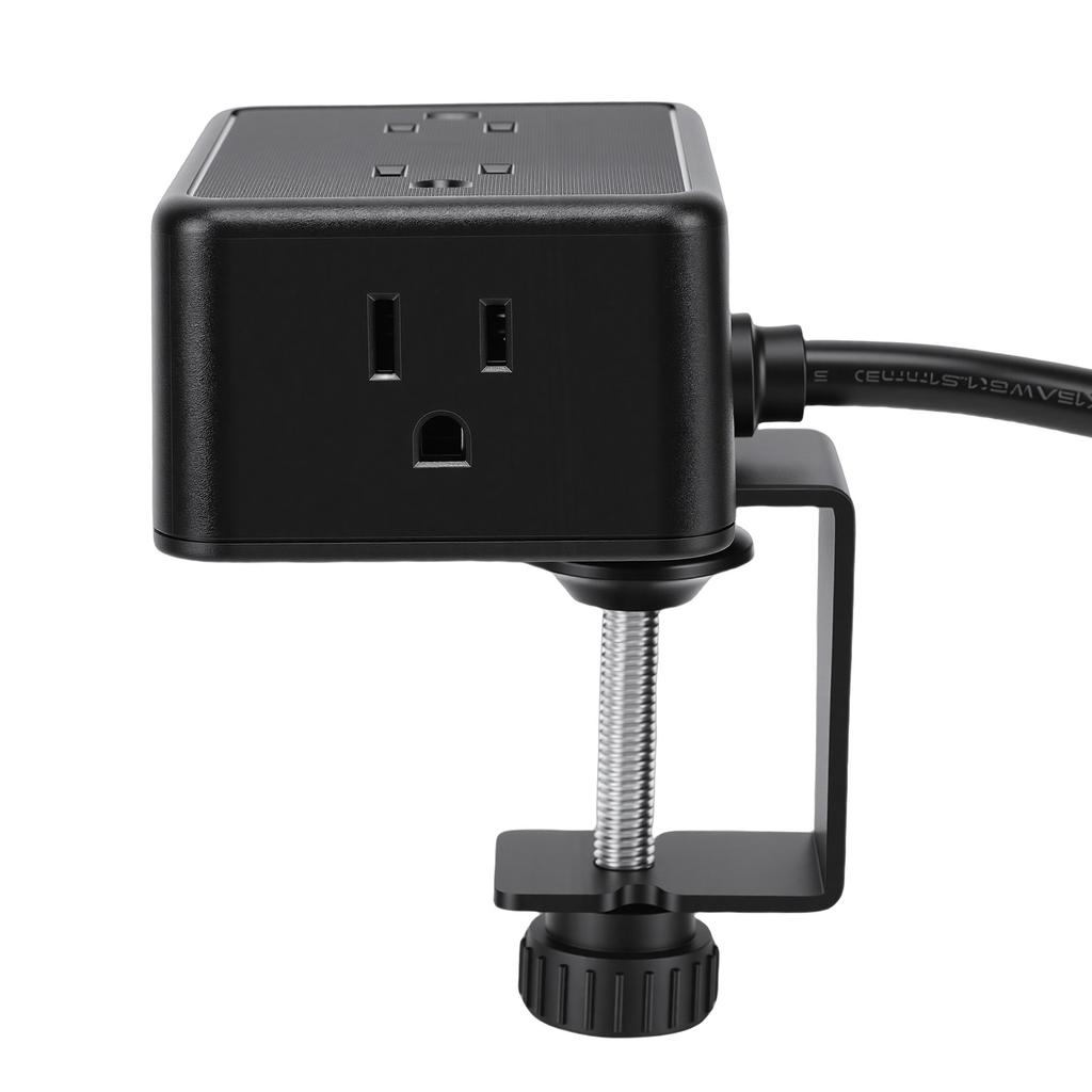 Desk Clamp Power Strip Desktop Mount Charging Station with 4 Outlets 4 USB Ports(2 USB C) 6.56ft for 3mm 45mm Thickness