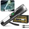 Flashlight Latest Enhanced Version Luminous Handheld Torch LED Light White and Red COB Work Light 6 Modes Dimming Maximum Illumination Distance 500m
