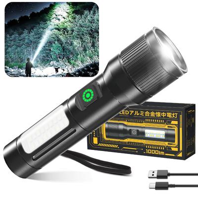 Flashlight Latest Enhanced Version Luminous Handheld Torch LED Light White and Red COB Work Light 6 Modes Dimming Maximum Illumination Distance 500m