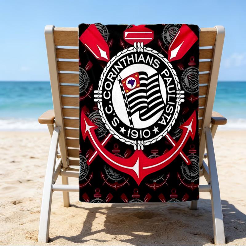 Sport Club Football Crest Printed Beach Towel, Super Soft Microfiber, Perfect Gift Birthday, for Pool, Beach, Travel, for family and friends