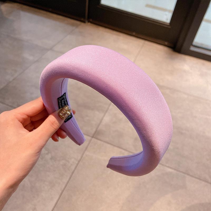 Fascia Estiva Monocolore Coreana con Bordo Ampio e Testa in Spugna per Donna - Accessorio per Capelli Sottile per la Parte Superiore del Cranio