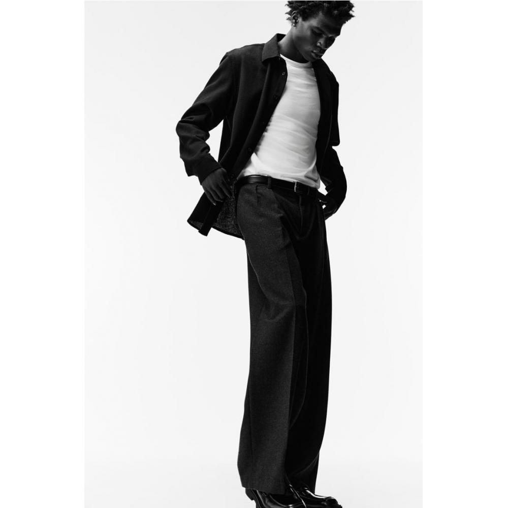 H M Regular Fit Flannel sHirt Black