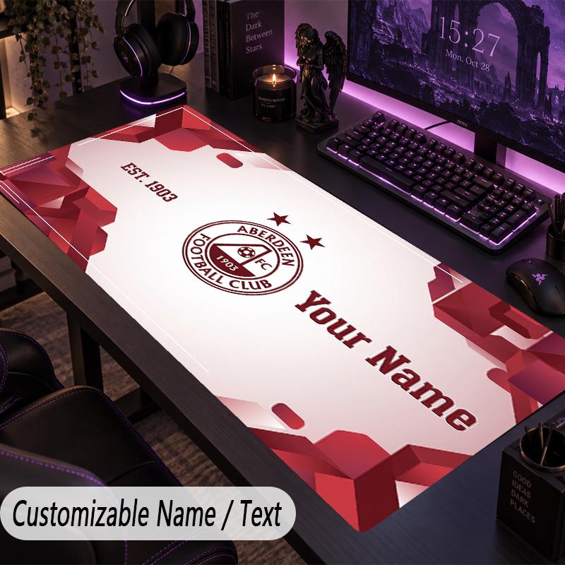 Custom Text Big Mousepad, Extended Desk Pad For Laptop Work GameAberdeen FC