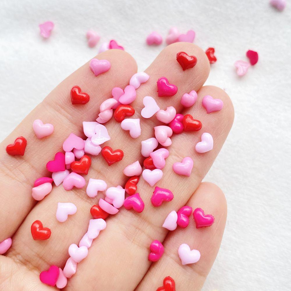 200 יחידות עיצוב חמוד משרף מיני בצורת לב גב שטוח קישוט ליצירת תכשיטים מניקור אביזרי שיער