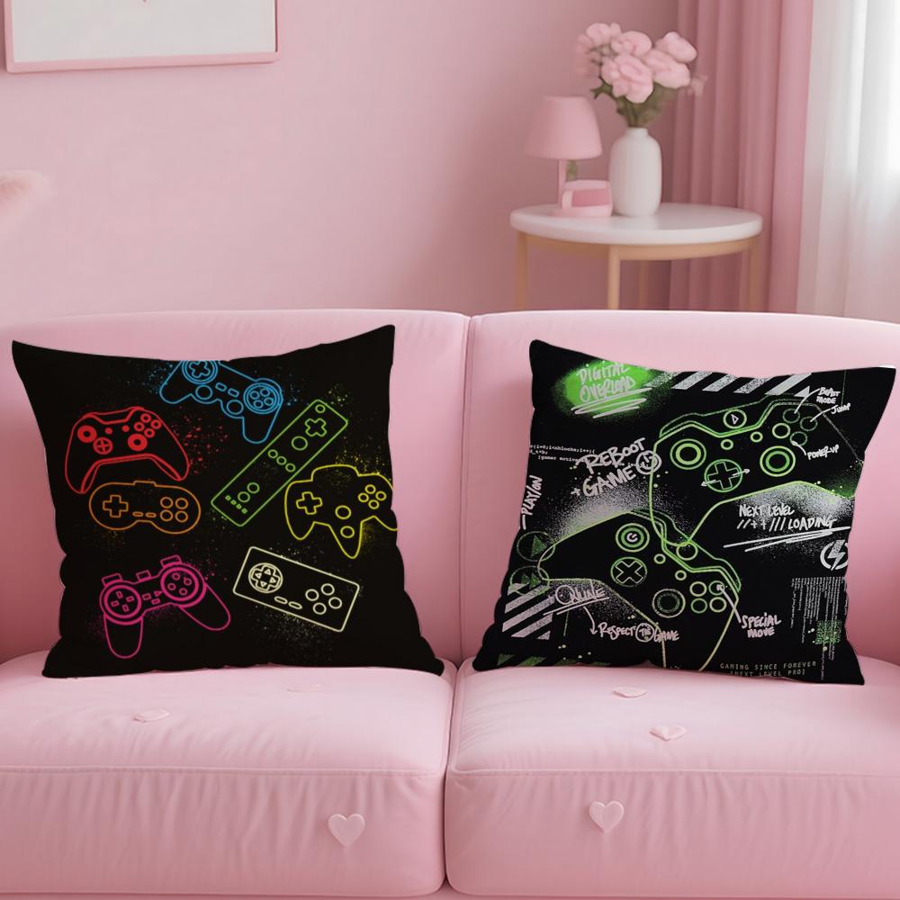 game Colorful Graffiti Game Gamepad Cushion Cover Soft  EasyWash Pillow Case  Versatile for Couch Bed Travel and Office