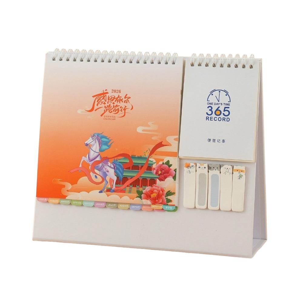Standing 2026 Desktop Desk Calendar Thick Paper Time Management Writeable Calendar Foldable Memo Function Desktop Paper Calendar
