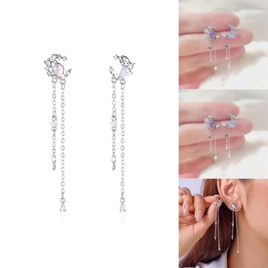 Modern Butterfly Water Drop Ear Studs With Stainless Steel Posts For Girls