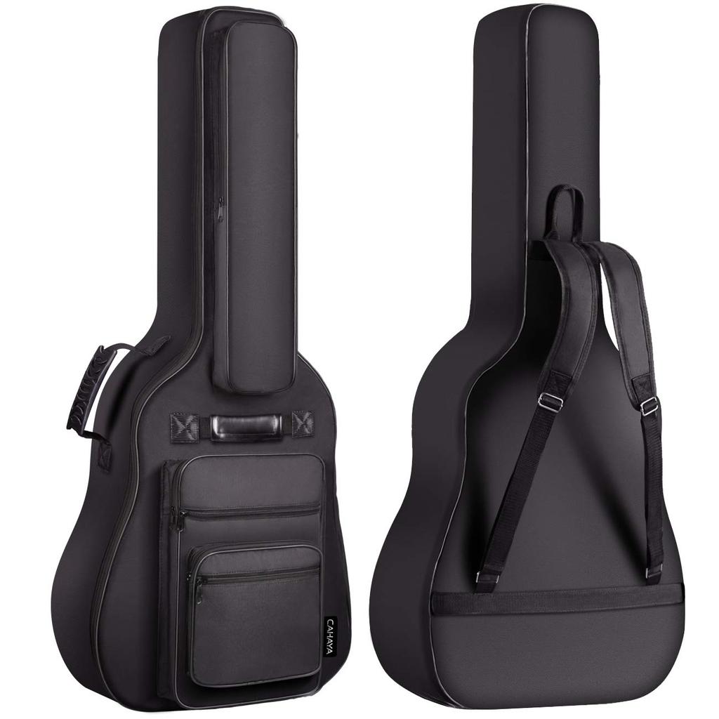 CAHAYA Guitar Case with 8 Acoustic 8mm Gig Shoulder Handbag Anti-Theft Pocket, Pockets, Guitar, Sponge, Lightweight, Bag, Improved, Bag,
