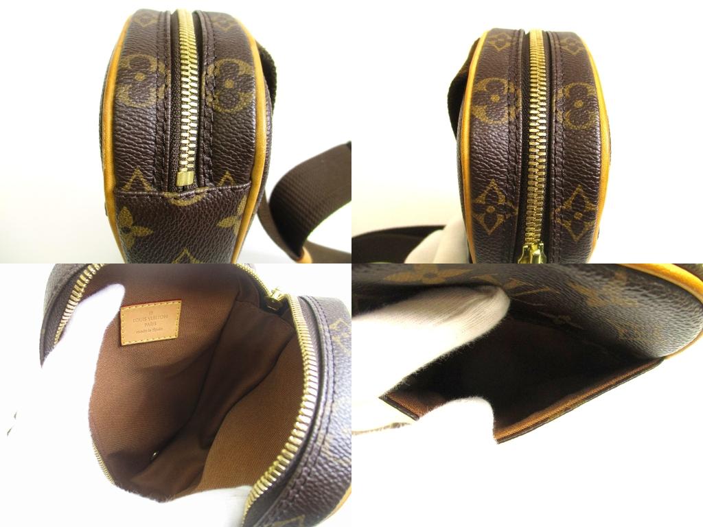 Autentická LOUIS VUITTON Monogram Hnědá Kožená Ledvinka Pásková Taška Gange #b049 Renovováno prodejcem