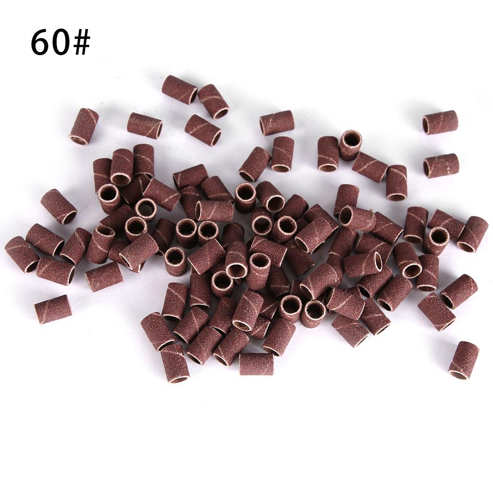 100pcs Nail Sanding Ring Grinding Head Sanding Band Ring Drill Bits Manicure Tool100pcs#60Coarse