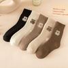 Plush Medium Tube Socks Little Bear Pattern Japanese Socks Fashionable Cotton Socks  Women's
