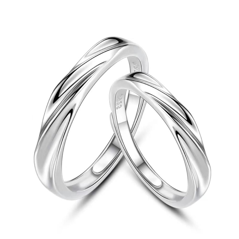 1 pár Kroucené Křišťálové Mědí Pokovené Platina Nastavitelný Otevřený Párový Prsteny Muži Ženy Nastavitelný Prstový Šperk Velkoobchodní Prodej