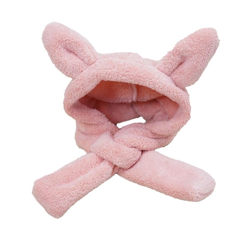 

Fleece Dog Hoodie Hat for Ear Protective Adjust Warm Pet Plush Caps for Winter Comfortable Pet Outdoor Windproof Hat XS Size розовый