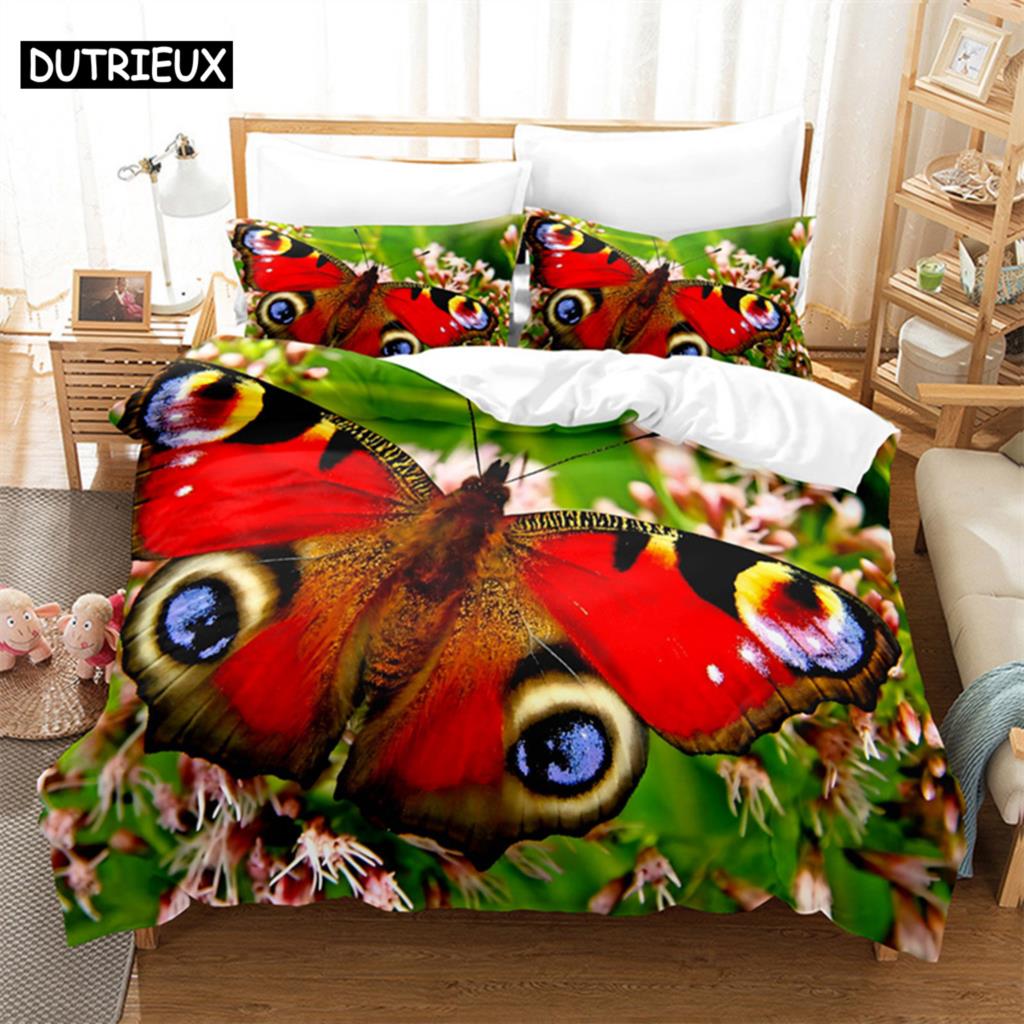 Comforter Butterfly Flower Queen Bedding Set Kids Bedroom Bed Set Comforter Set King Size Bedding Sets