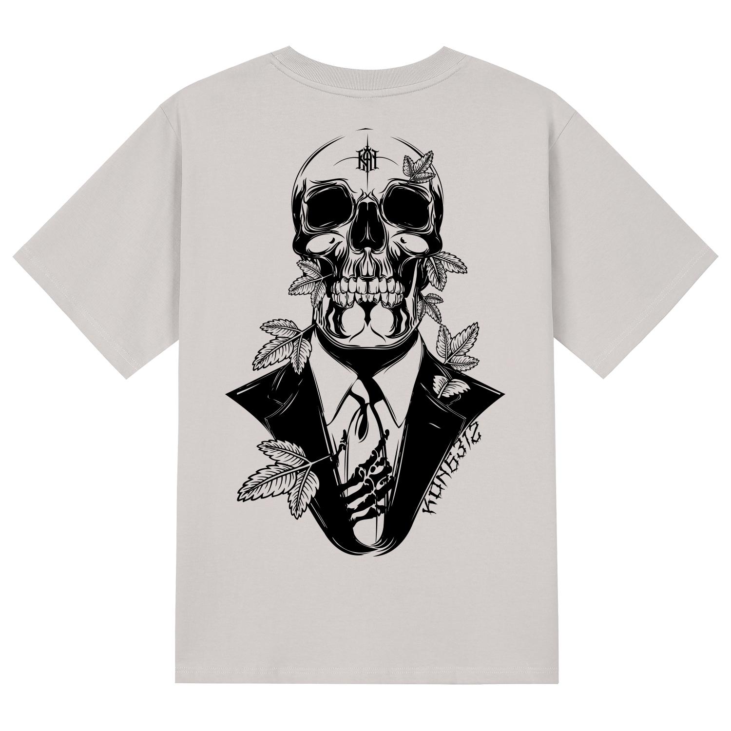 Khan 6312 Ktc0090 Skull Suit Short Sleeve T-Shirt - Beige Beige/M