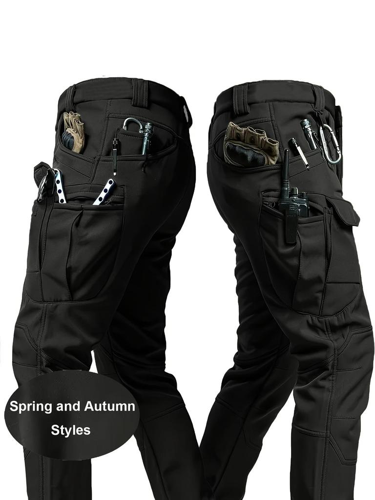 Men'S Tactical Cargo Pants - Spring & Autumn Regular Fit, Breathable Quick-Dry Fabric, Multiple Pockets with Adjustable Straps (Belt Not Included)