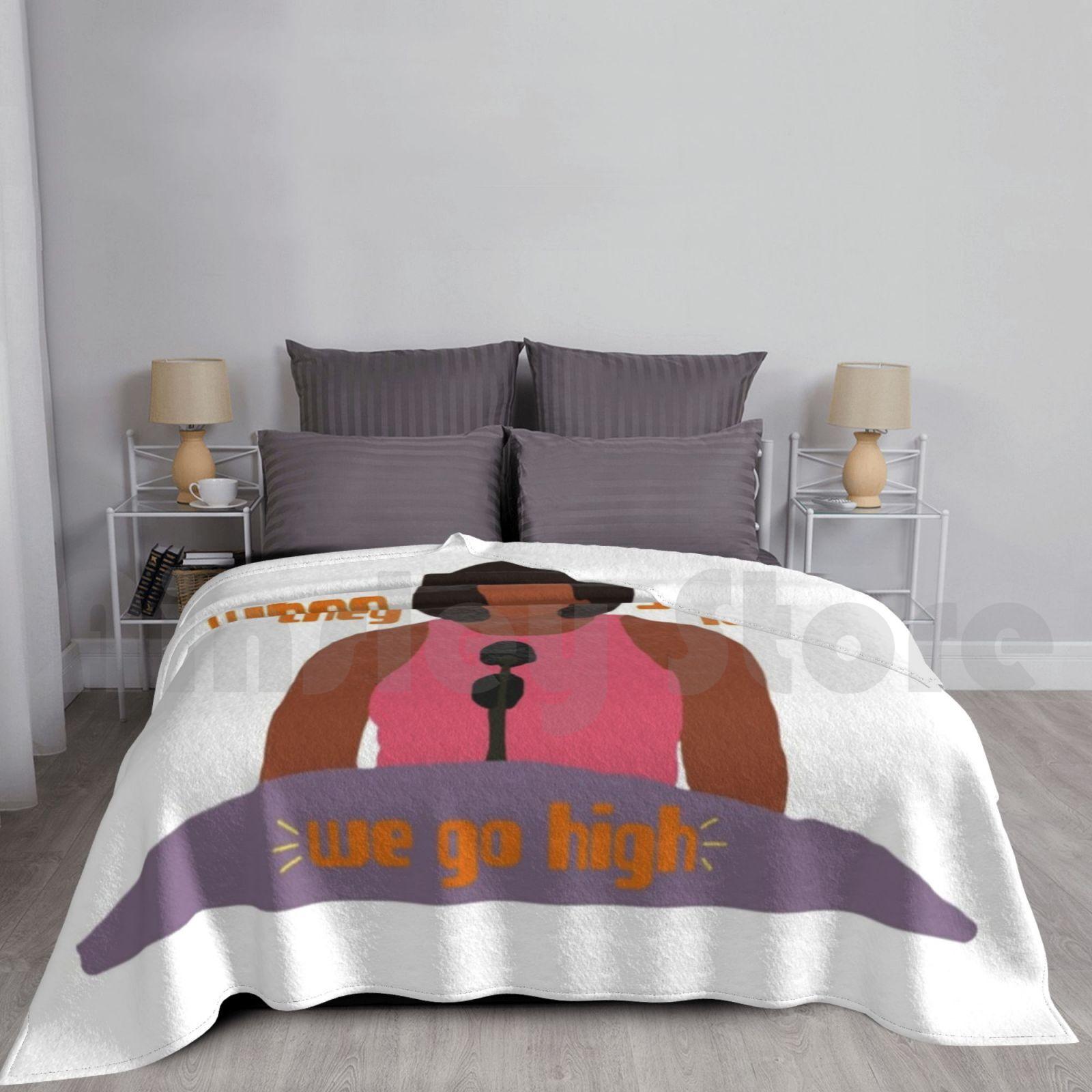 Michelle Obama , Silhouette Blanket For Sofa Bed Travel Michelle Obama When They Go Low We Go High Activist Size: 75*100cm, Weight: 230 GSM