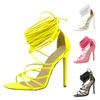 Outdoor All-Match Bequeme Hausschuhe Große Größe Damensandalen Damen Spitzensandalen Schuhe Schnürung Zehenfrei Sexy Hohe Eckige Sandalen
