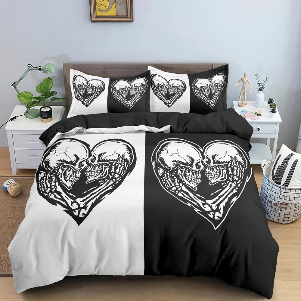 Skull Pattern Bedding Set For Bedroom Soft Cozy Duvet Cover Set Luxury Single Twin King Size Quilt Covers Home Textile 2/3 PCS