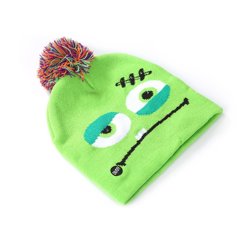 Halloween Pumpkin Ghost Knit Hat with Light Stretchable Unisex Adults Kids Children