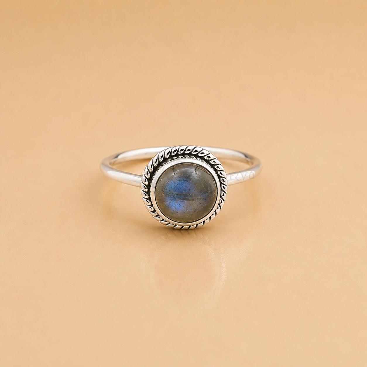 

Labradorite Ring in 925 Sterling Silver, Minimalist Blue Flash Gemstone Ring, Handmade Boho Jewelry 4 серебряный