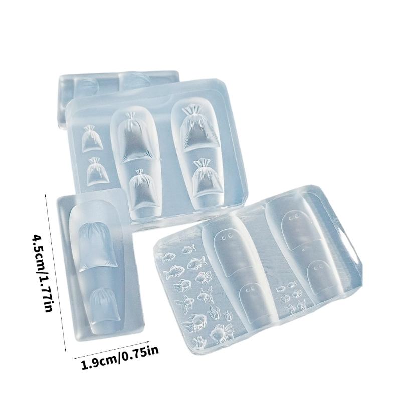 Silicone Nail Art Mold Accessory Molds Goldfish Themed Nail Decorative Mold Silicone Texture for Various Nail Types