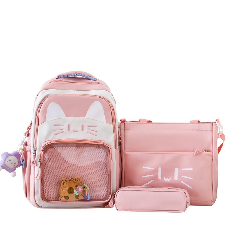 School Bag Cute Cartoon Cat Large Capacity School Bag Primary School Students Junior High School Students Backpack