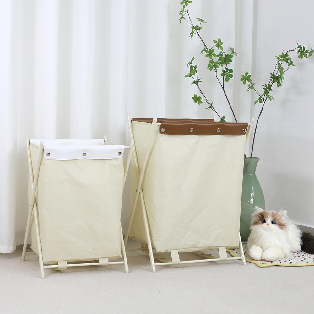 Foldable Fabric Laundry Basket with Iron Frame for Dorm and Bathroom