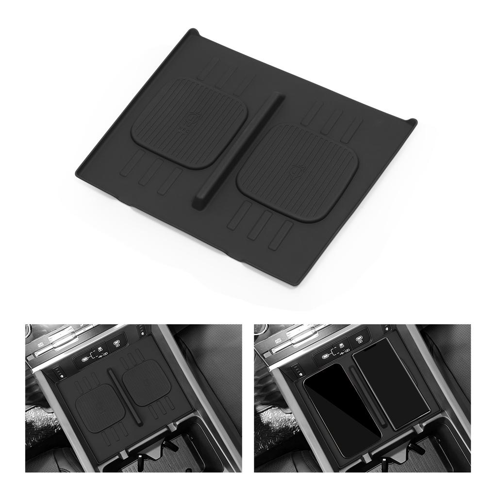 For Hyundai Santa Fe 2024 2025 2026 Car Anti-Slip Pad Silicone Center Console Wireless Charger Interior Accessories Black