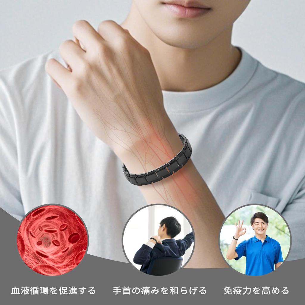 [HACHI] Double-Row Germanium Bracelet, 99.99% Pure Germanium, 34 Pieces, Pure Titanium, Men's Magnetic Bracelet, Anti-Static, Jewelry Gift