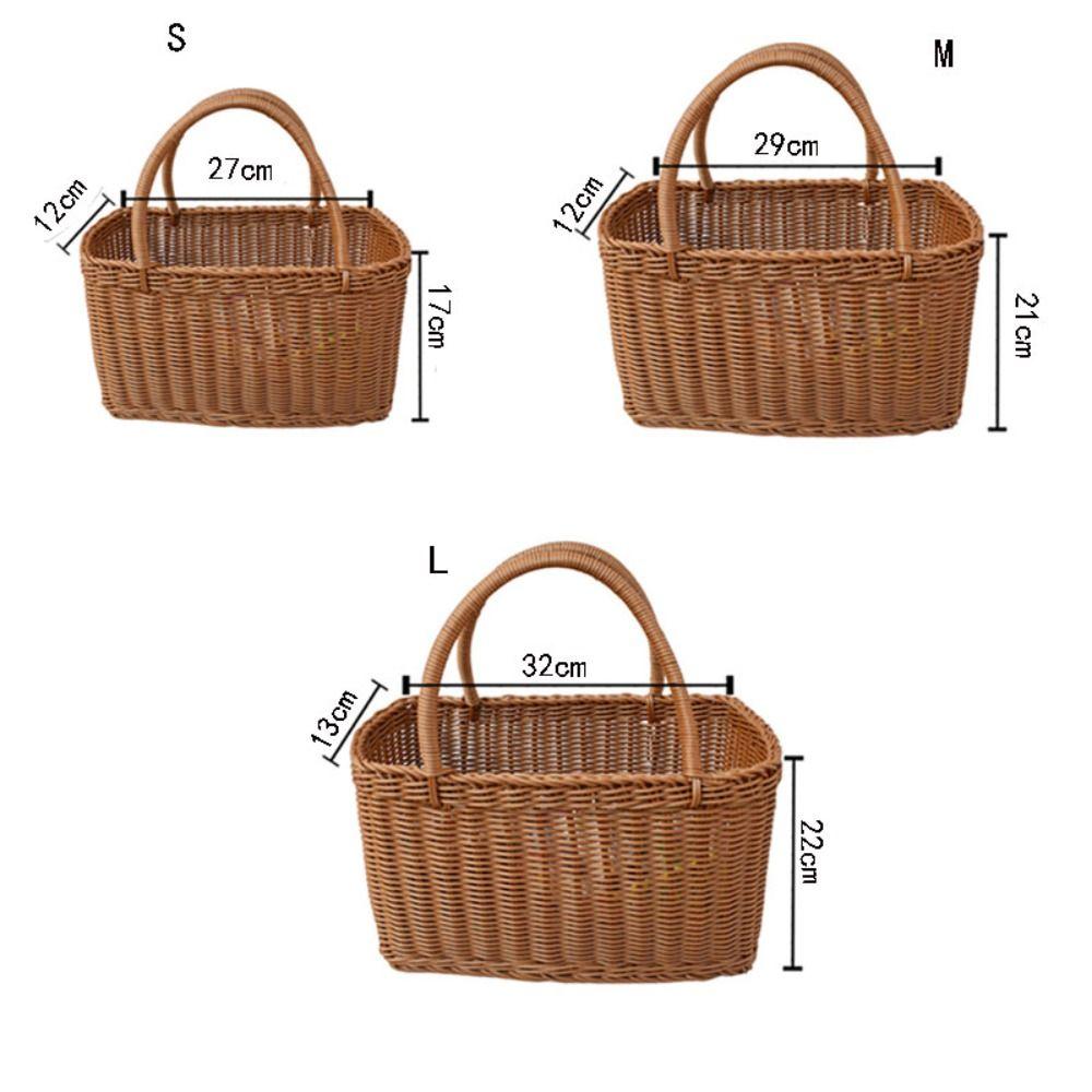 Rattan Woven Basket Rectangular Flower Basket Storage Basket Picnic Basket  Vegetable