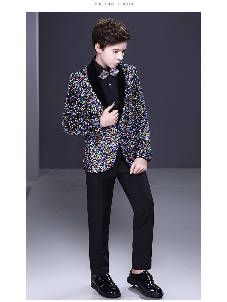 Children's Sequin Suit for Boys - Formal Wear for Stage, Flower Boy, or MC Events