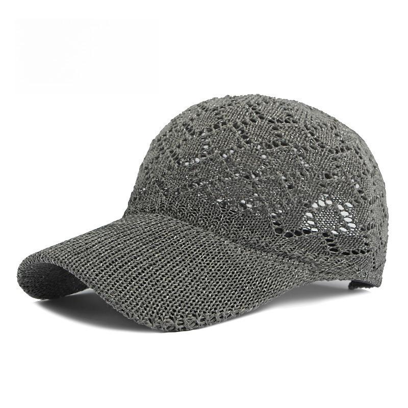 Women's Hollow Out Crochet Knit Baseball Cap Breathable Straw Woven Sun Protection Summer Beach Hat Casual Adjustable Duckbill Cap