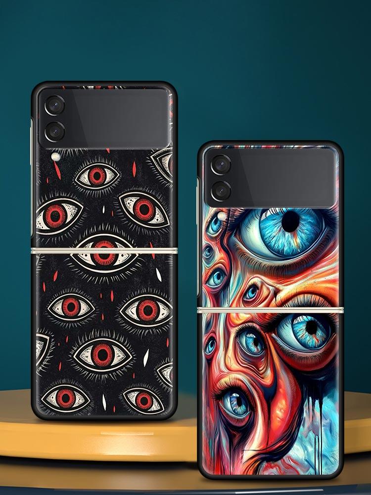 Spooky Scary Red Eye Hard PC Phone Case For Samsung Galaxy Z Flip 7 6 5 4 Black Cover For Galaxy Z Flip 3 Foldable Fundas Shell