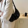 Solid Color Dumplings Shoulder Bag Square Fashion Handbag PU Pleated Shoulder Bag  Decoration